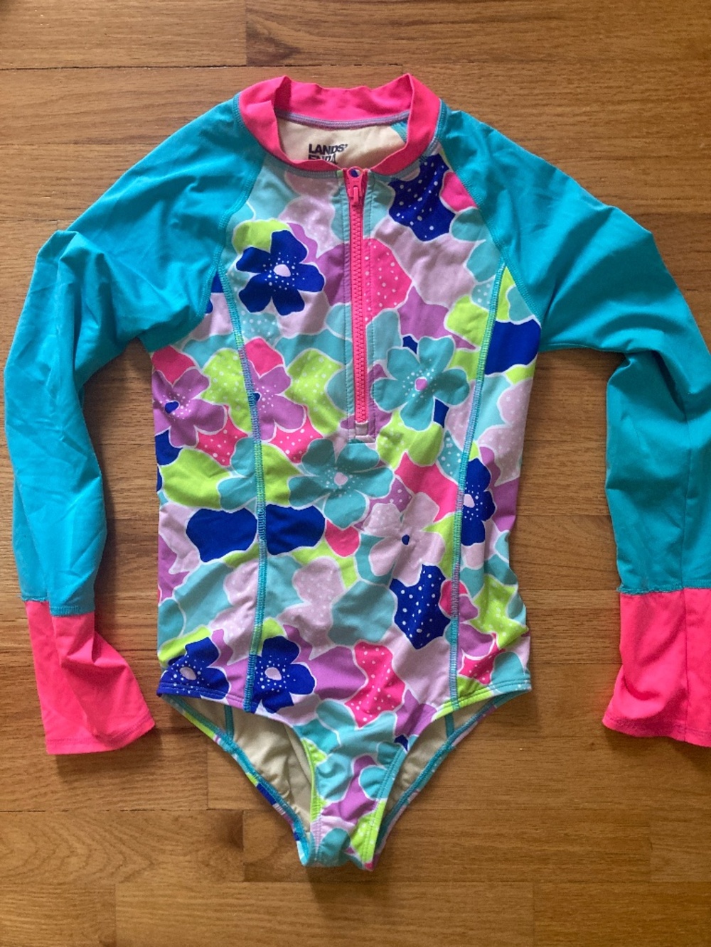 Girl's Lands End Rashguard Swimsuit